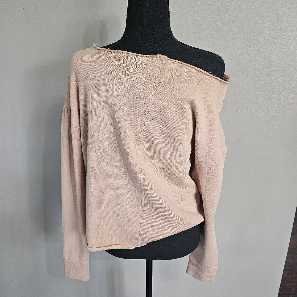 Fundamental Coast Wide Neck Off The Shoulder Sweatshirt.Rose Color/  Size S - Picture 2 of 5
